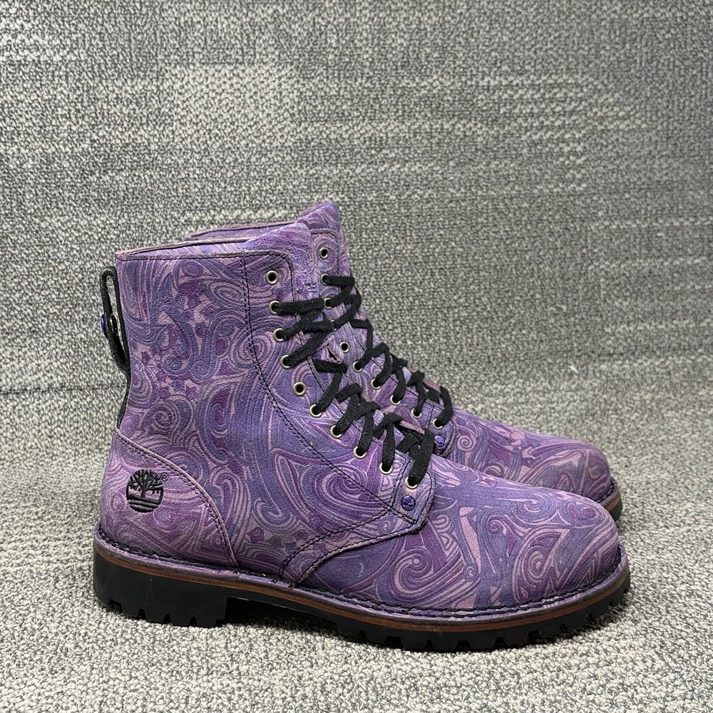 Rare Timberland Purple Reign Men's Size 11.5M Paisley Suede Vibram Boots Prince
